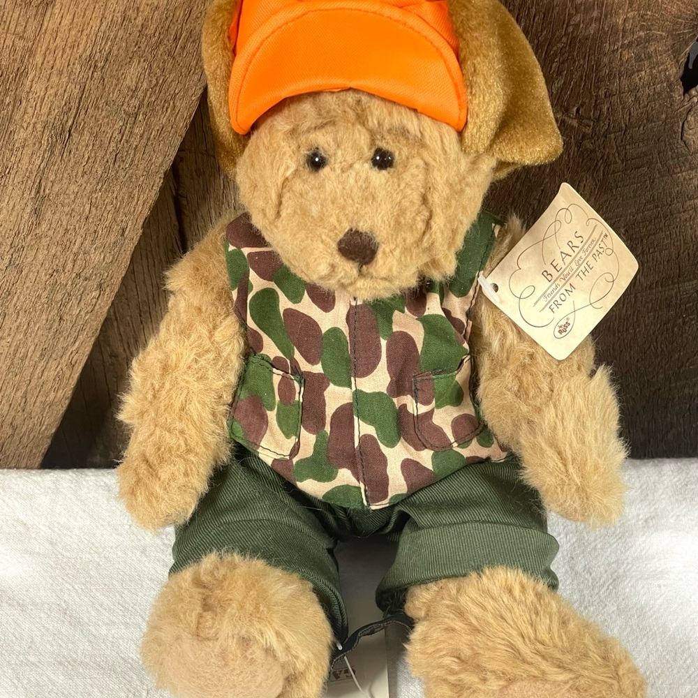 Camo Teddy Bear with Orange Hat